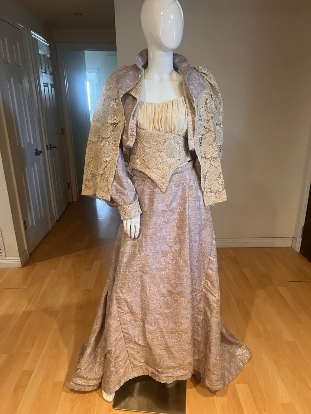 THE COSTUME HOUSE 1900'S EDWARDIAN BROCADE 6 PC SKIRT CORSET CAPE JACKET SZ 6